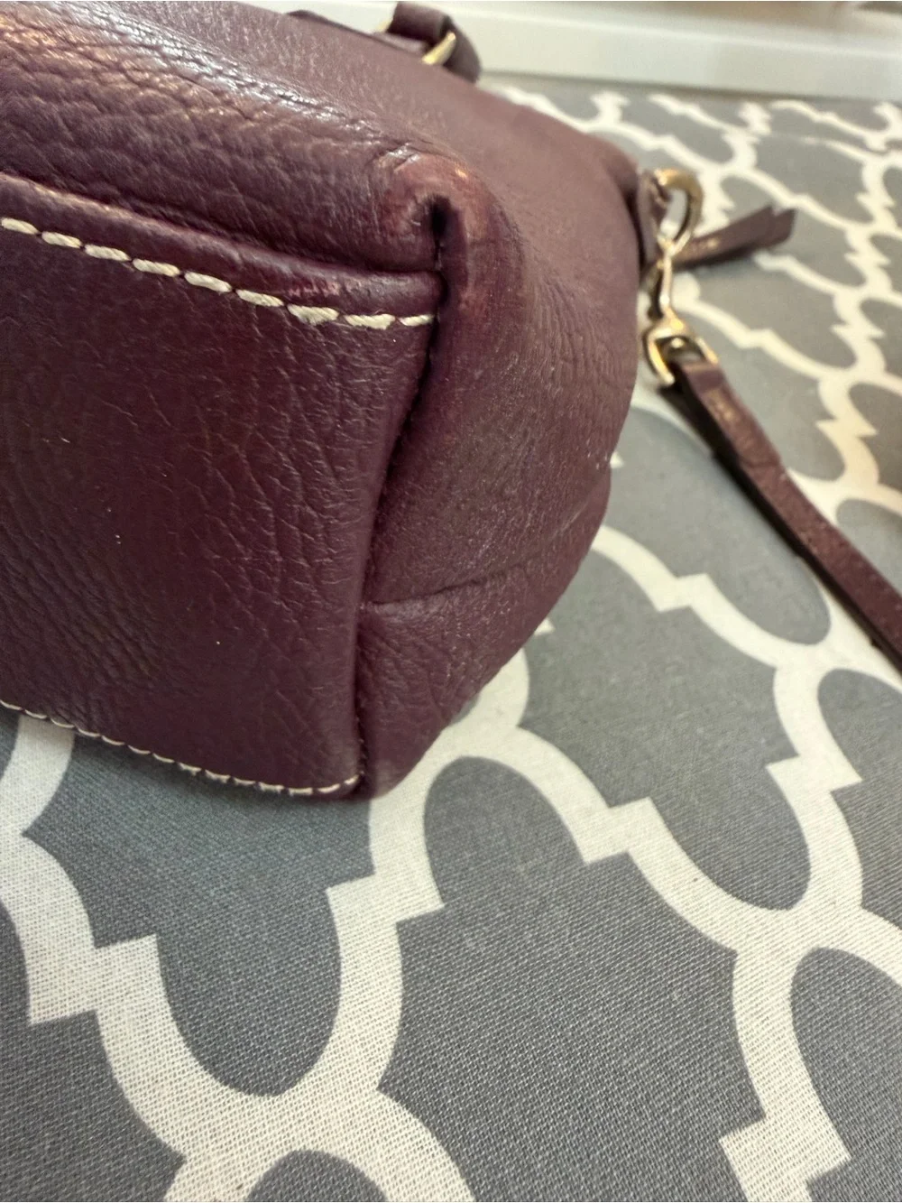 Dooney & Bourke Burgundy Leather Satchel with Gold Hardware